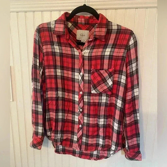 Rails Hunter Scarlet Ash White Plaid Button Down Top Size Extra Small - Picture 1 of 16